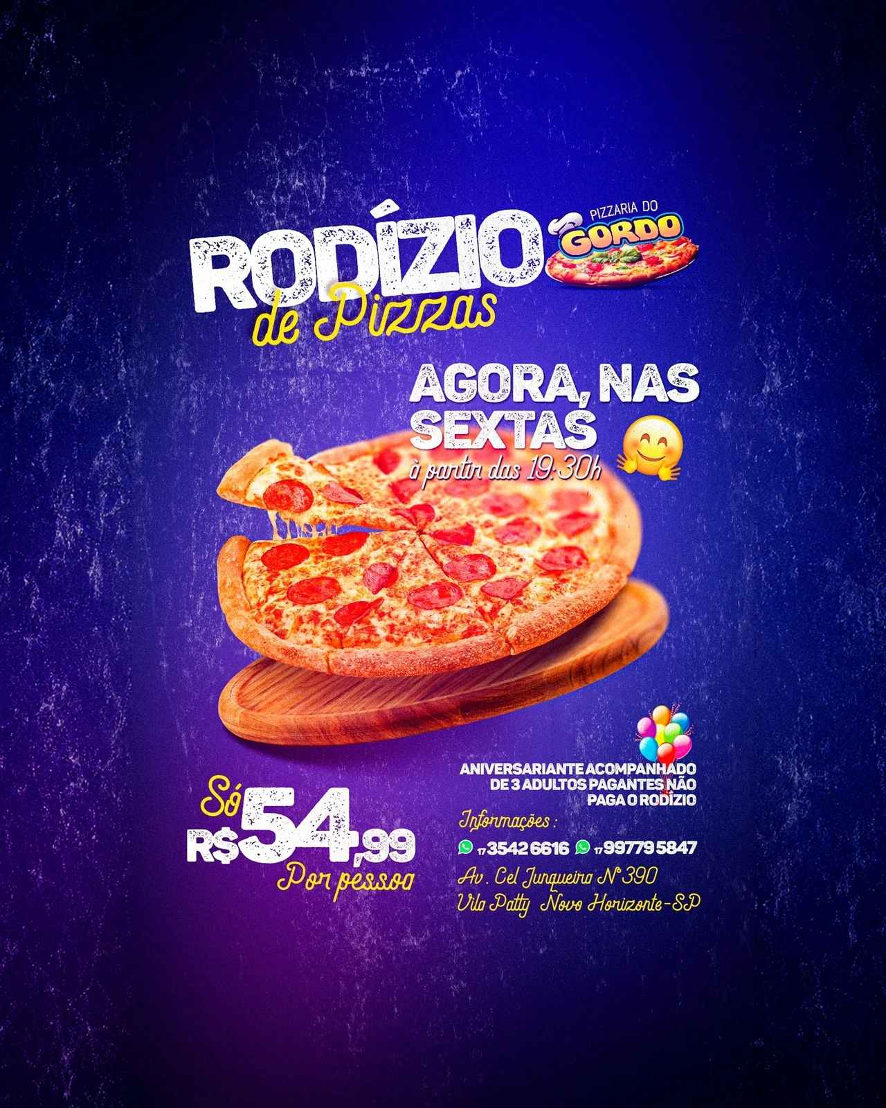Rodízio de pizzas — Pizzaria do Gordo