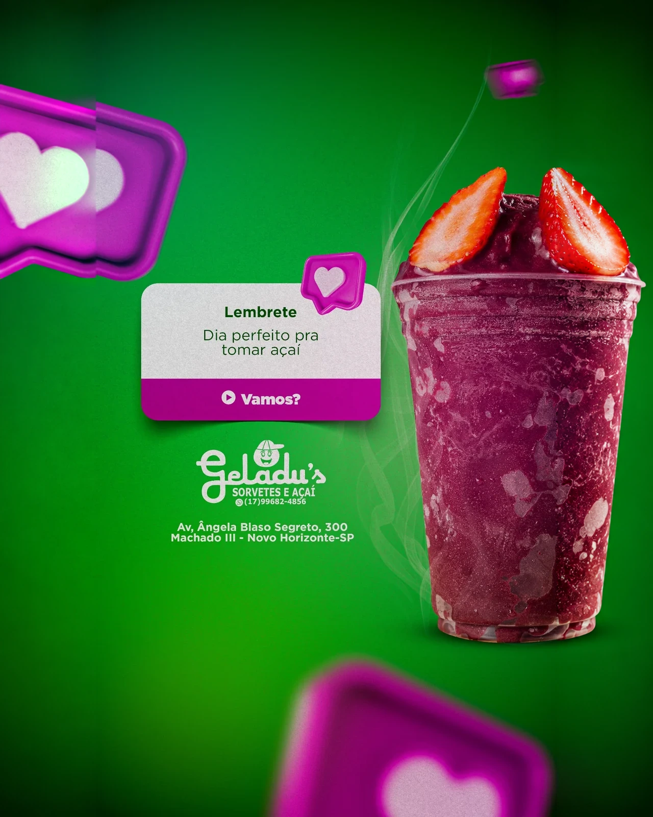 Lembrete de açaí — Geladu’s Sorvetes e Açaí